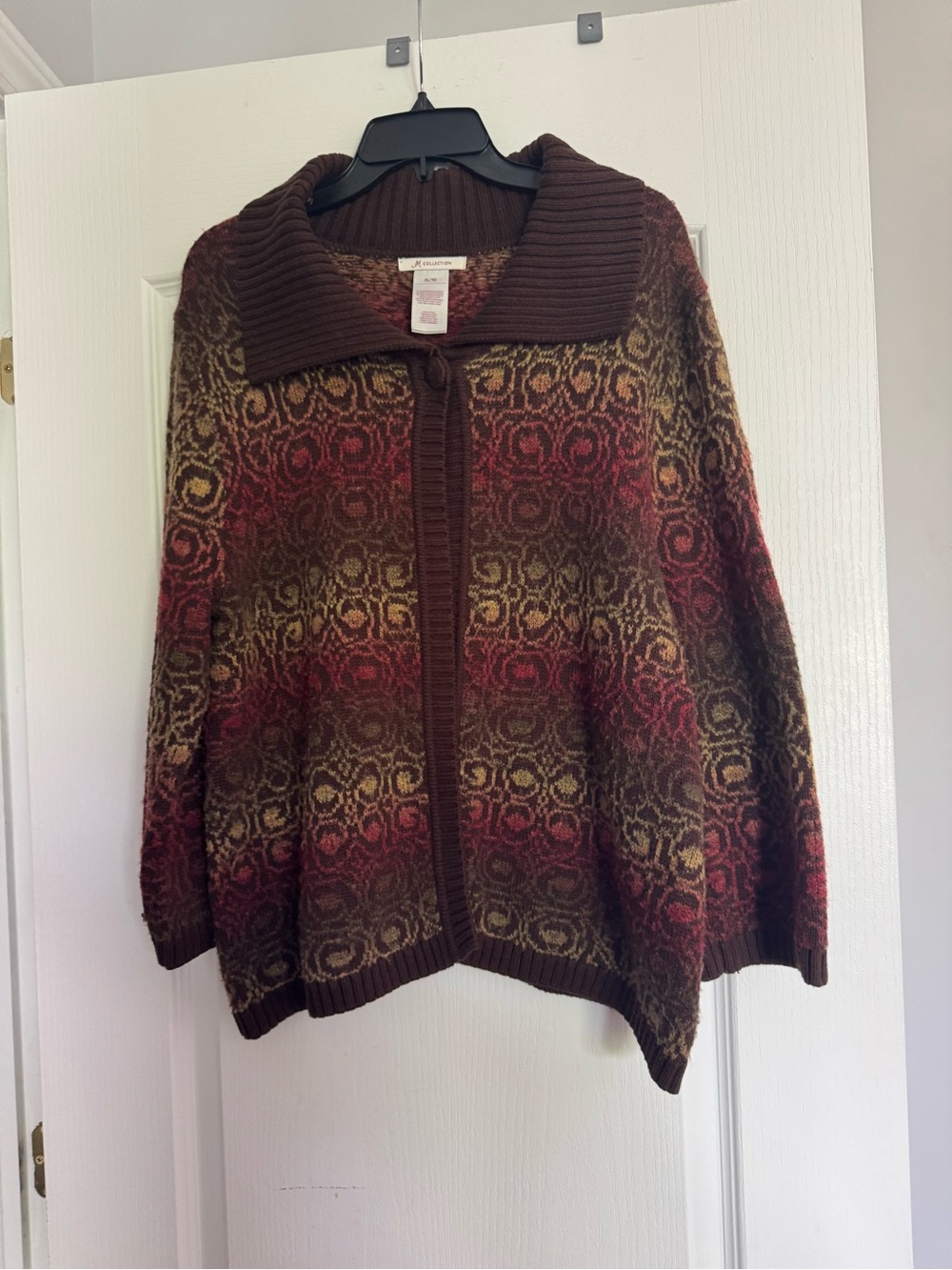 Cozy Shawl Collar Cardigan in Brown Multi-Color